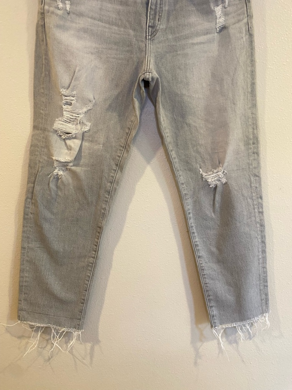 AG Adriano Goldschmied The Ex-Boyfriend Slim Distressed Jeans Raw Hem 32R Grey - Picture 6 of 12